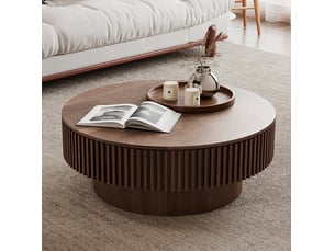 Table basse rond(e) coloris bois foncé <strong>FLORAGRACE</strong> <strong></strong> - 75 cmx75 cm