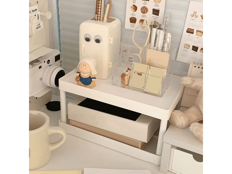  Présentoir de maquillage à 2 niveaux pour chambre, bureau, dortoirs étudiants, support de rangement pour débris de bureau, petit  - Conforama C