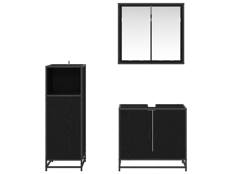 Ensemble de mobilier de salle de bain 3 pc chêne noir cf64340 - Conforama D