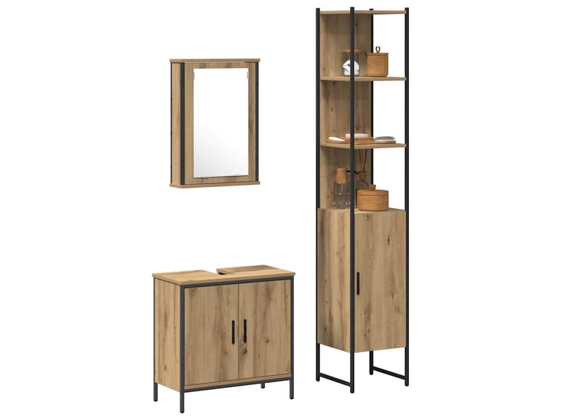 Ensemble de mobilier de salle de bain 3 pièces marron cf64482 - Conforama C