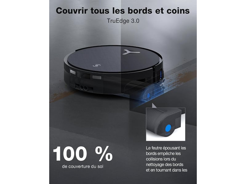 ECOVACS DEEBOT X12 Pro Omni Set Robot Aspirateur Laveur,22kPa,PowerBoost,OZMO Roller 3.0,TruEdge 4.0 22000Pa, TruEdge 4.0, 4cm - Conforama W