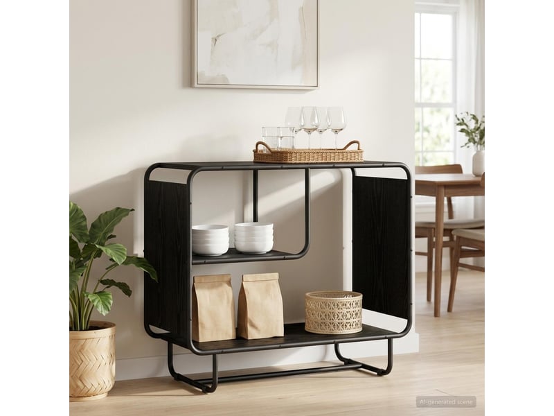 Buffet salon, buffet de rangement chêne noir 80x37,5x64,5 cm bois d'ingénierie - Conforama B