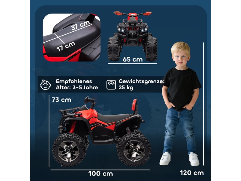  Quad électrique pour enfants, 3-8 kmh, 45 min d'autonomie, phares led, lecteur de musique avec port usb, pour les enfants de 3 à 5 ans  - Conforama E