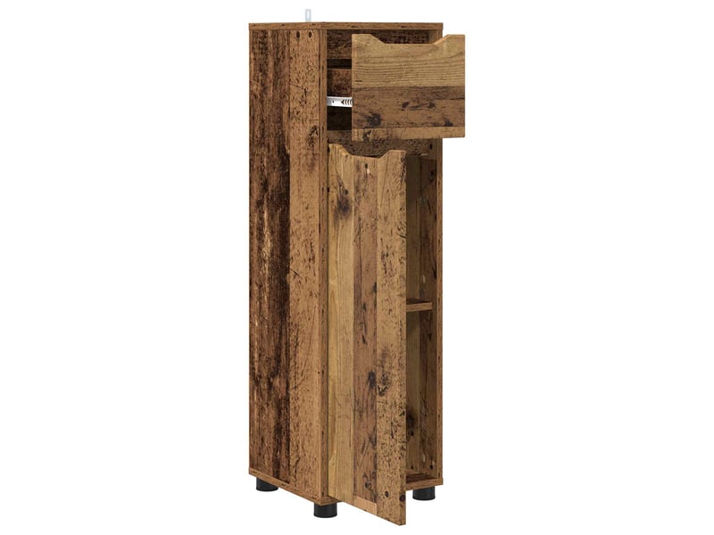  Cabinet de salle de bain, meuble de rangement bois ancien 30.5x30x101 cm  - Conforama E