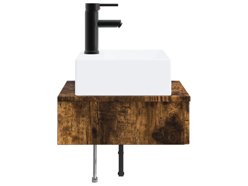 Basin de lavage mural, lavabo chêne fumé 40x41x39 cm - Conforama D