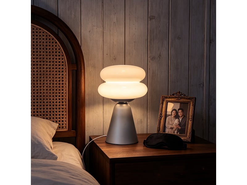  Lampe de table champignon, vintage – 3 modes de couleur dimmables, veilleuse led, déco pour chambre et salon-blanc  - Conforama D