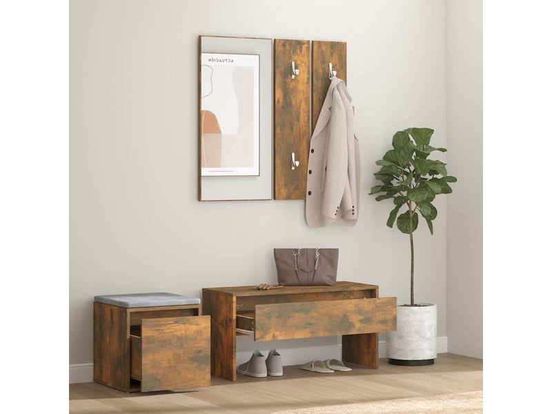  Ensemble de meubles de couloir chêne fumé bois d'ingénierie shl84257  - Conforama C