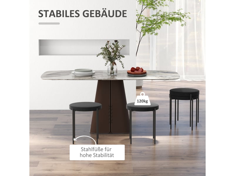  Lot de 4 tabourets de salle à manger empilables,41,5x41,5x46 cm,velours,noir  - Conforama D