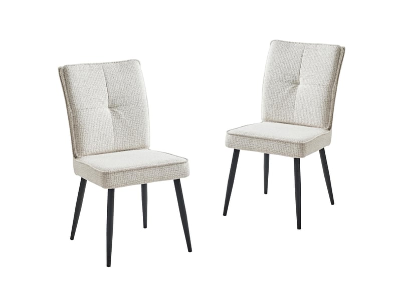  Lot de 2 chaises de salle à manger en chenille blanc crème, pieds en métal W5093P434243 - Conforama A