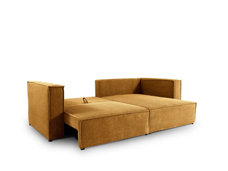  Canapé d'angle convertible en velours côtelé keymon beige (poso 01)  - Conforama C