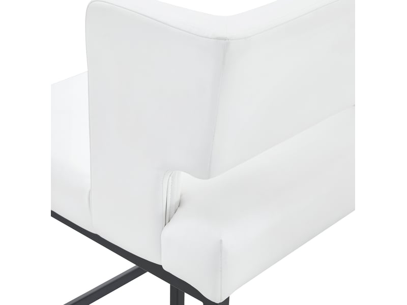  Lot de 2 tabourets de bar 53x48x91 cm, pieds métalliques noirs, pu blanc, chaises hautes, assise carrée, meuble cuisine  - Conforama D