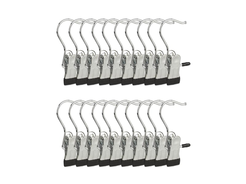  Lot de 20 pinces à linge supports rotatifs pratiques rangement placard 10,5 x 5 x 2 cm en fer chromé noir 13_0003691  - Conforama B