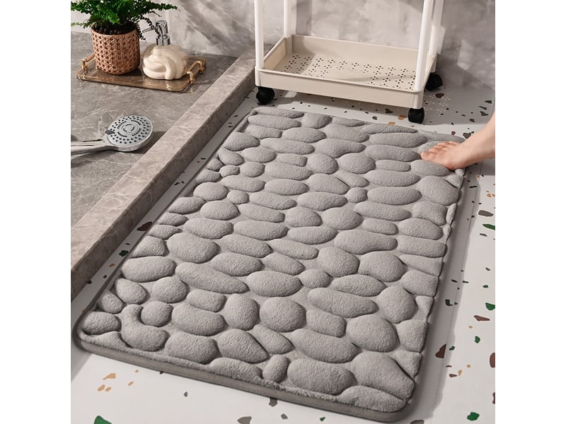  Tapis de bain 40*60cm galet absorbant antidérapant gris foncé surface à séchage rapide toucher agréable reste stable au sol facile  - Conforama A