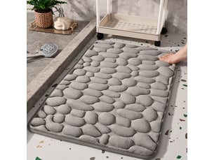 Tapis de bain 40*60cm galet absorbant antidérapant gris foncé surface à séchage rapide toucher agréable reste stable au sol facile