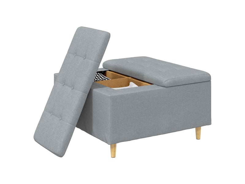  Ottoman, repose pied salon avec rangement gris clair 80x80x45 cm tissu  - Conforama C