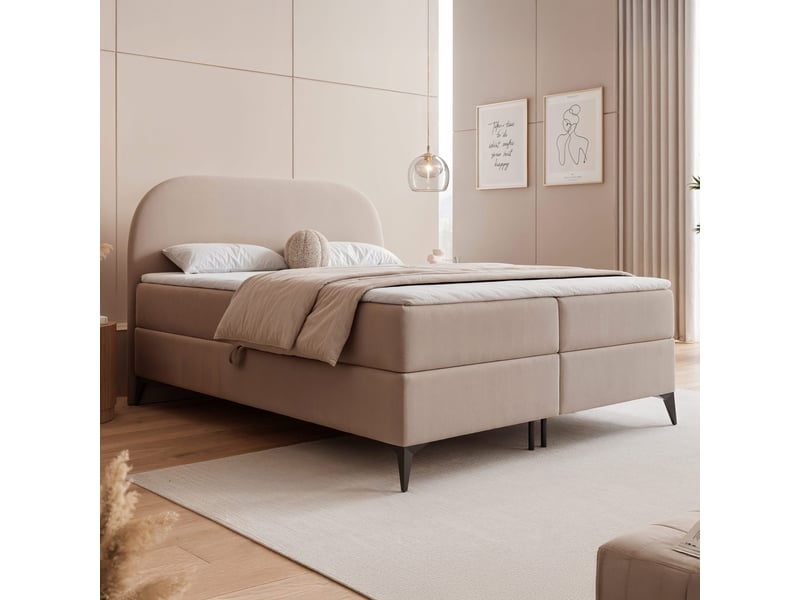  Lit coffre noelia - 140x200 cm - avec matelas - velours élégant brillant - beige NOELIA - Conforama B
