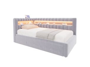 Lit gigogne 90x190 cm LEYTN coloris gris