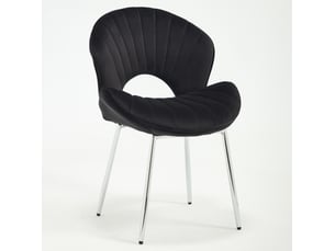 Lot de 2 chaises de salle à manger en velours noir, pieds métalliques argentés, sans accoudoirs