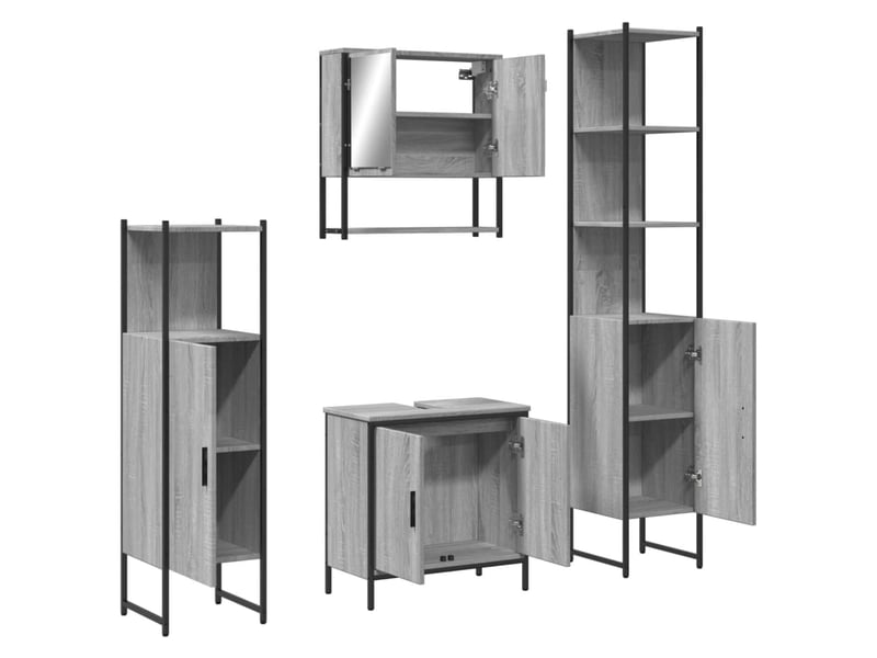  Ensemble de meubles de salle de bain 4 pcs sonoma gris cf63878  - Conforama D