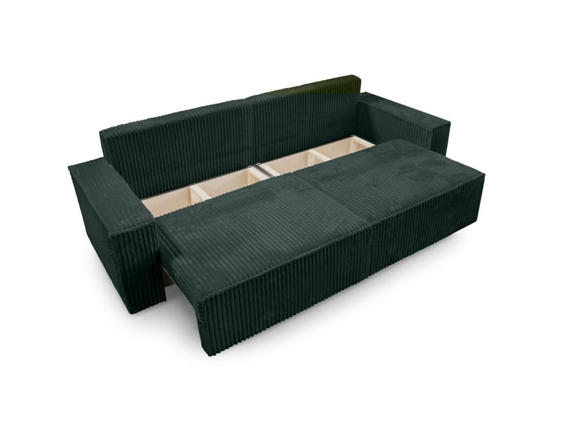 Farah - canapé droit 3 places convertible en velours cotelé épais - Conforama E