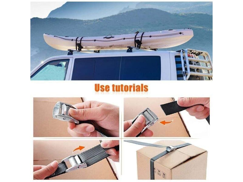 50cm sangle d'arrimage, 12pcs sangle à cliquet avec boucle de serrage en alliage de zinc pour fixation motovoitureporte - Conforama C
