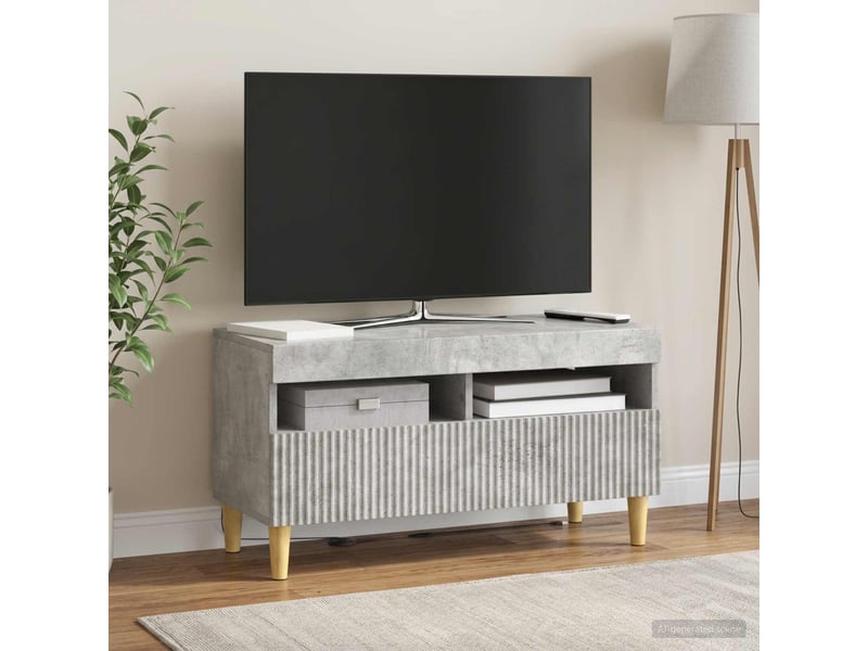  Meuble tv - banc tv - meuble de rangement led gris béton bois d'ingénierie  - Conforama D