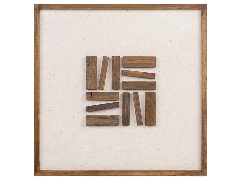  Tableau en bois recyclé fait main relief brun et beige 62x4x62 cm h  - Conforama B
