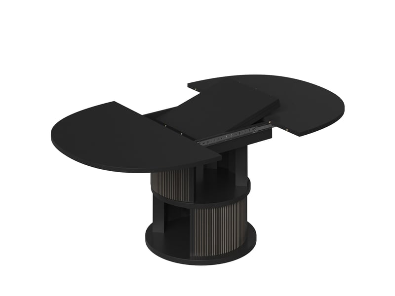  Table à manger ovale extensible 118-158x118x77 cm avec rangement, noire  - Conforama D