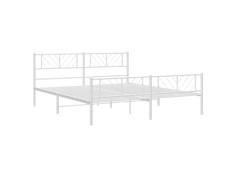  Lit double- lit adulte -  cadre de lit métal sans matelas et pied de lit blanc 180x200 cm  - Conforama C