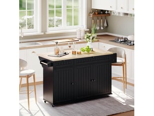 Îlot de cuisine 137x70x89,5 cm en mdf naturel et noir avec plateau rabattable