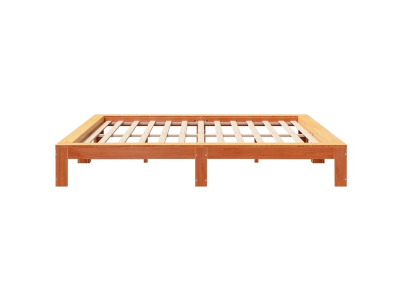  Lit double- lit adulte -  cadre de lit sans matelas  marron 200x200cm bois pin massif  - Conforama D