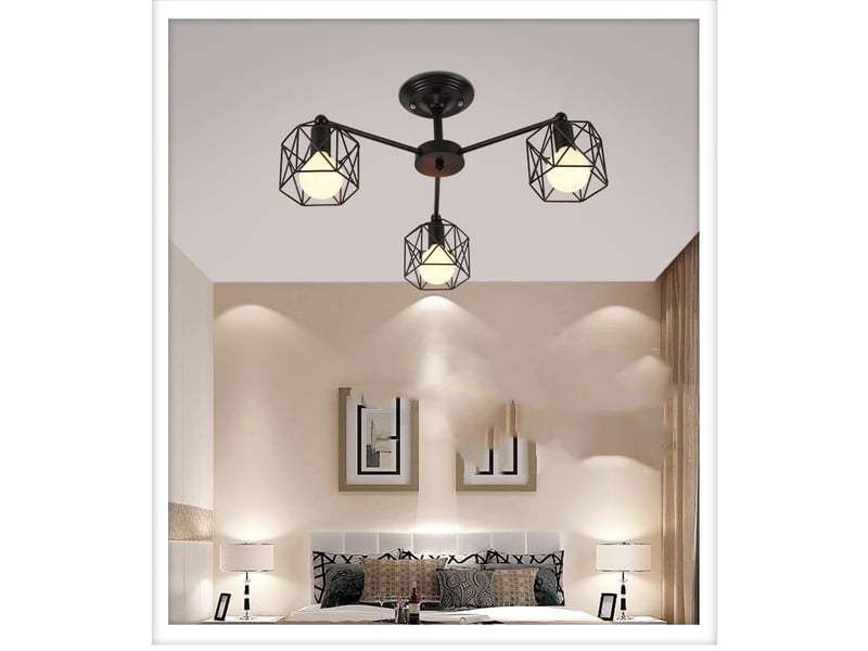  Plafonnier rond en métal chromé – 3 flammes, spots orientables  - Conforama D