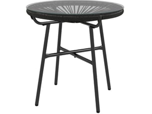 Table d’appoint de jardin ronde 50x50x50 cm en résine tressée noire