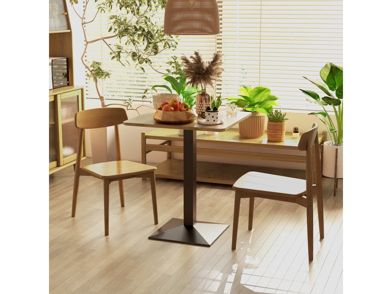  Table à manger carrée pour 2 personnes 70x70x75cm table de cuisine plateau effet bois piétement en acier marron foncé  - Conforama D