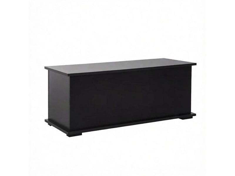  Banquette de rangement 100 x 40 x 40 cm noire en panneau de particules, coffre à couvercle rabattable  - Conforama A