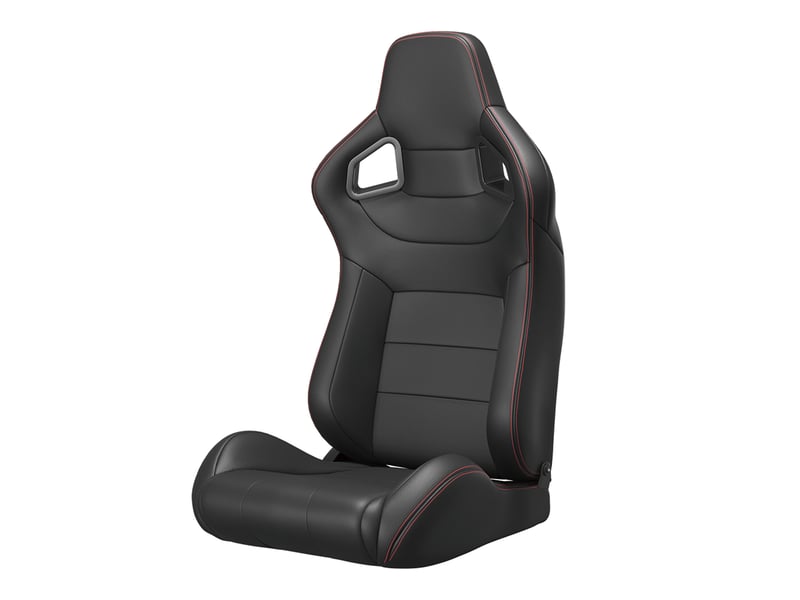 Siège baquet racing universel noir pvc surpiqûres rouges inclinable côté droit - Conforama B