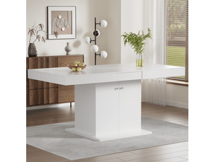 Table extensible, 140-180x80x76 cm, rallonge, design moderne, pratique, panneaux de particules et métal, coloris blanc