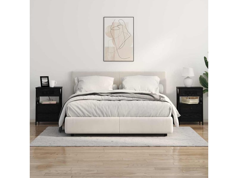  Table de chevet - cabinet de chevet - table de nuit 2 pc chêne noir 40 x 31 x 60 cm  - Conforama C