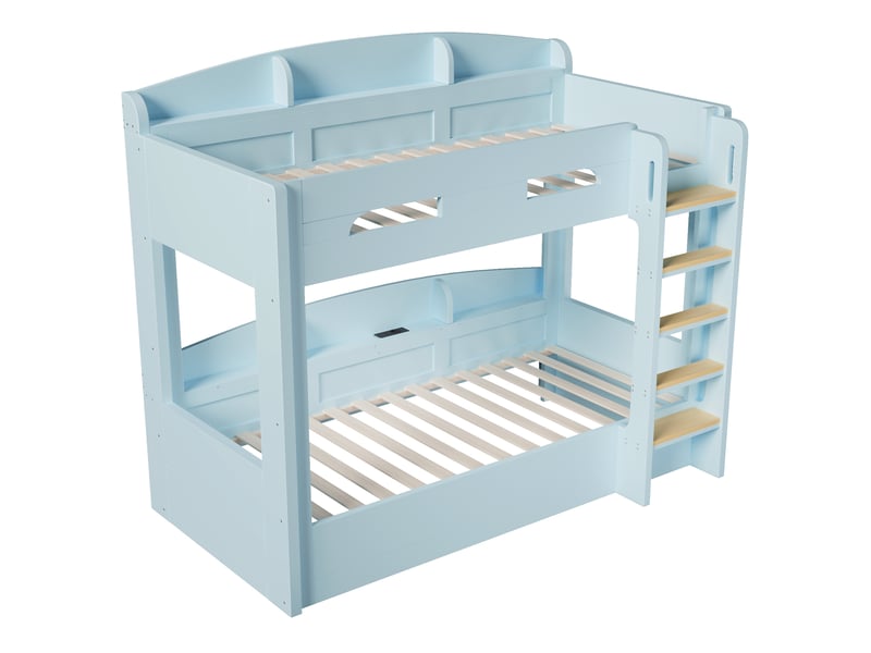  Lits superposés 90 x 200 cm avec étagères et usb - bleu C-CRAFTLINK - Conforama E