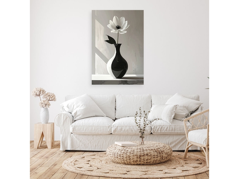 Tabelau sur toile, fleur blanche dans un vase noir 60x90 1328138802 - Conforama B
