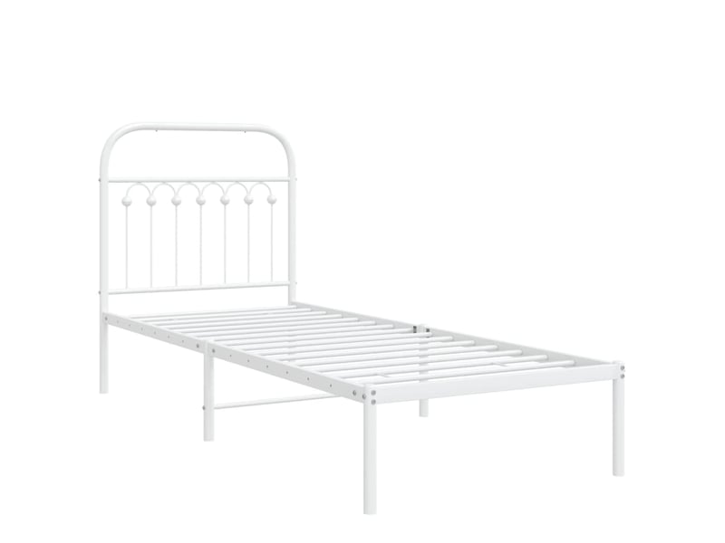 Lit simple- lit adulte -  cadre de lit métal sans matelas avec tête de lit blanc 80x200cm  - Conforama B