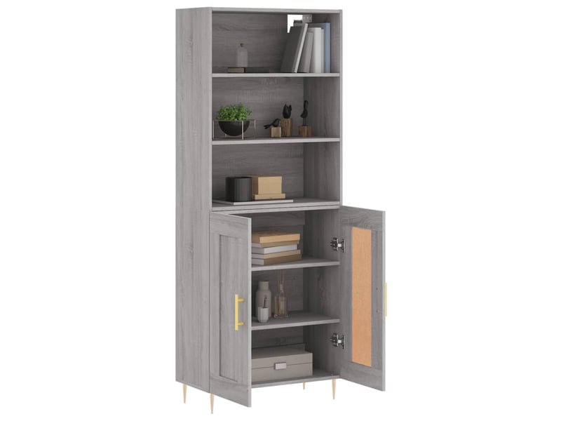  Buffet haut - bahut - meuble de rangement sonoma gris 69,5x34x180 cm bois d'ingénierie  - Conforama C