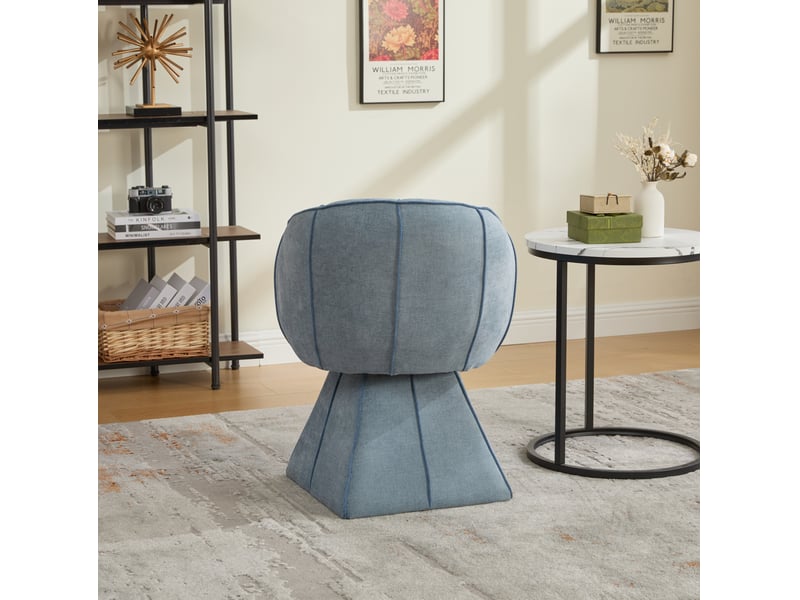 Fauteuil pivotant en tissu peluche 56x54x74,5 cm – bleu – dossier haut ergonomique et rotation à 360 degrés - Conforama B