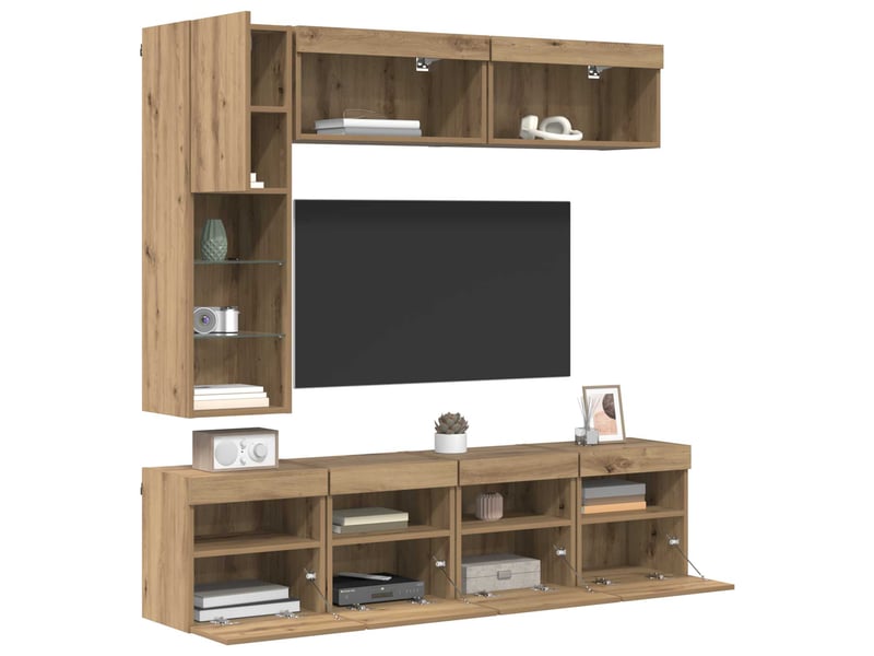 Meuble tv - banc tv - meuble de rangement 7 pcs chêne artisanal bois d'ingénierie - Conforama C
