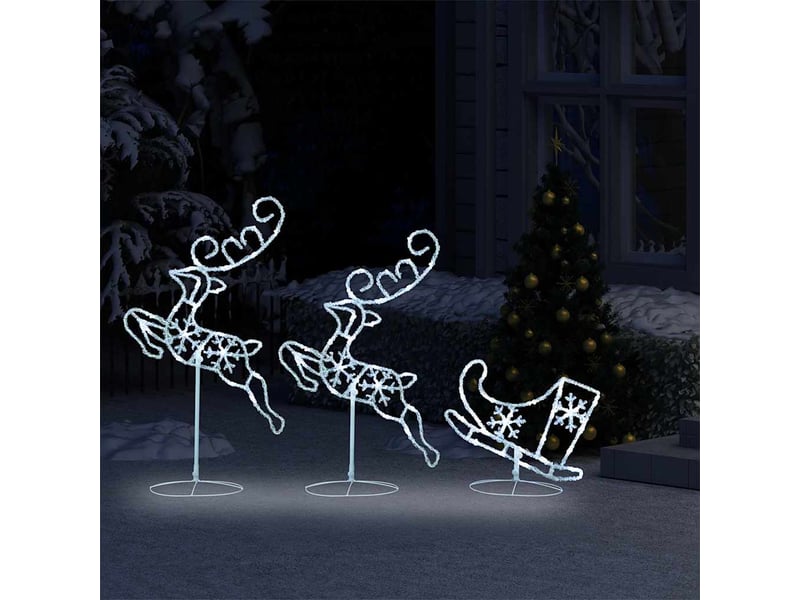  Rennetraîneaux noël volant acrylique 260x21x87 cm blanc froid  - Conforama C
