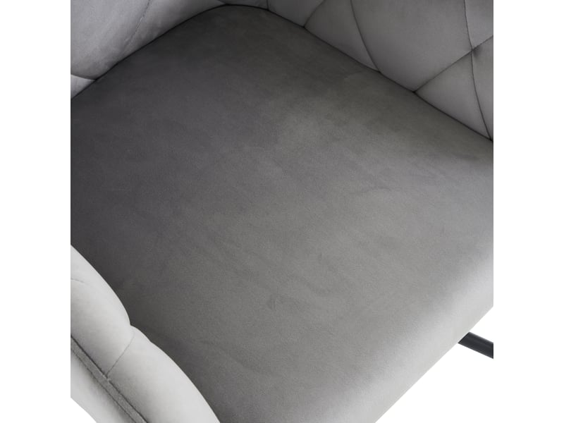  Lot de 4 chaises de salle à manger en velours gris clair, motif losange, rembourrées, pieds métal, design moderne  - Conforama E