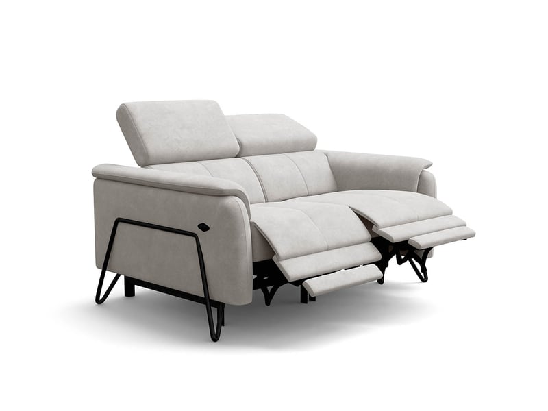 Canapé 2 places roden, 2x relax, tissu velours crème RODEN - Conforama A