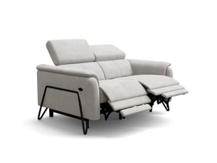 Canapé 2 places roden, 2x relax, tissu velours crème