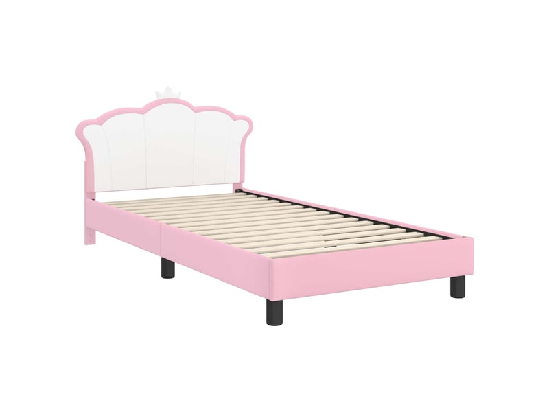  Cadre de lit pour enfants - lit jeune avec tête de lit rose 90 x 200 cm pu  - Conforama D