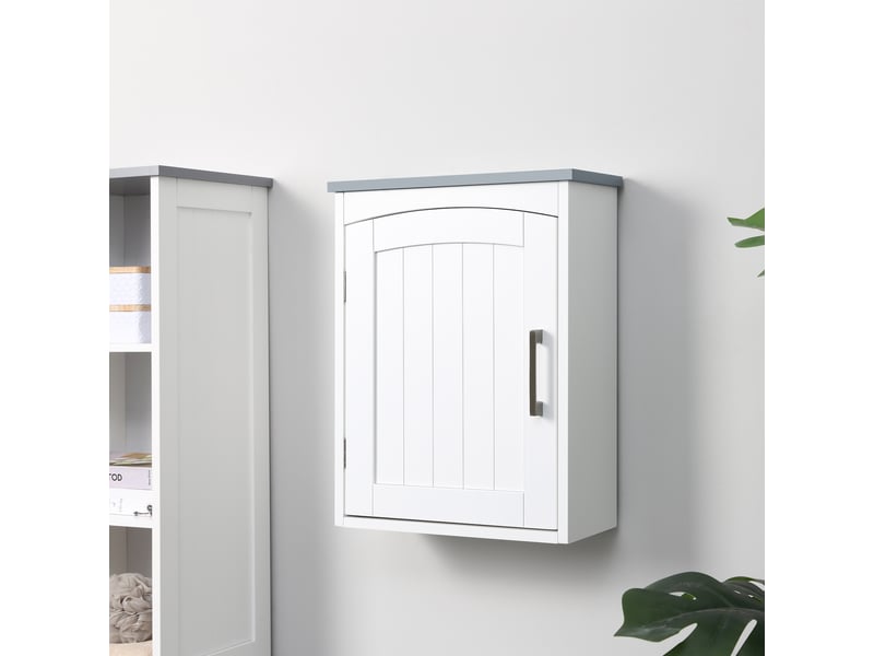  Meuble wc suspendu armoire à pharmacie murale armoire salle de bain rangement avec porte et étagère réglable - 41 x 18,5 x 52 cm - mdf - blanc  - Conforama D
